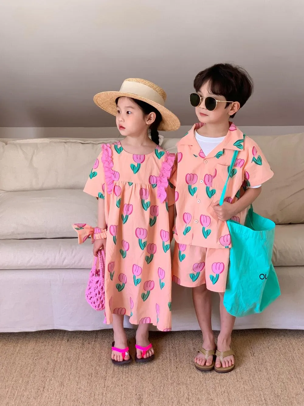 2 Pieces Set Baby Kid Boys Flower Print Shirts And Shorts