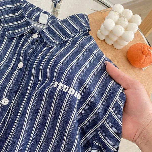 2 Pieces Set Baby Kid Boys Striped Shirts And Shorts