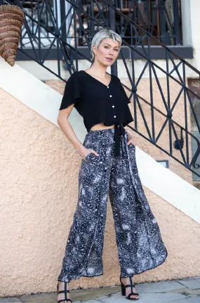 Alyssa Wide leg Animal Brush Print Pants