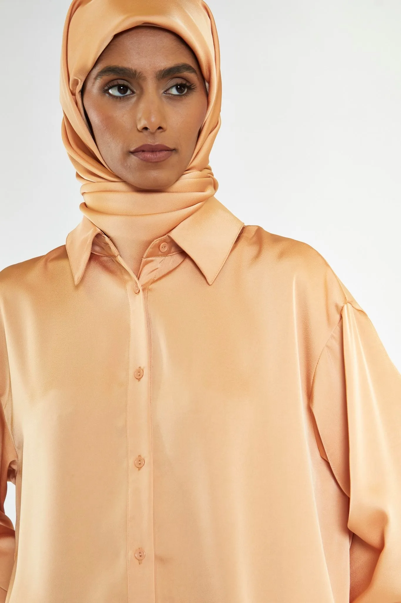 Apricot Satin Long Sleeve Shirt