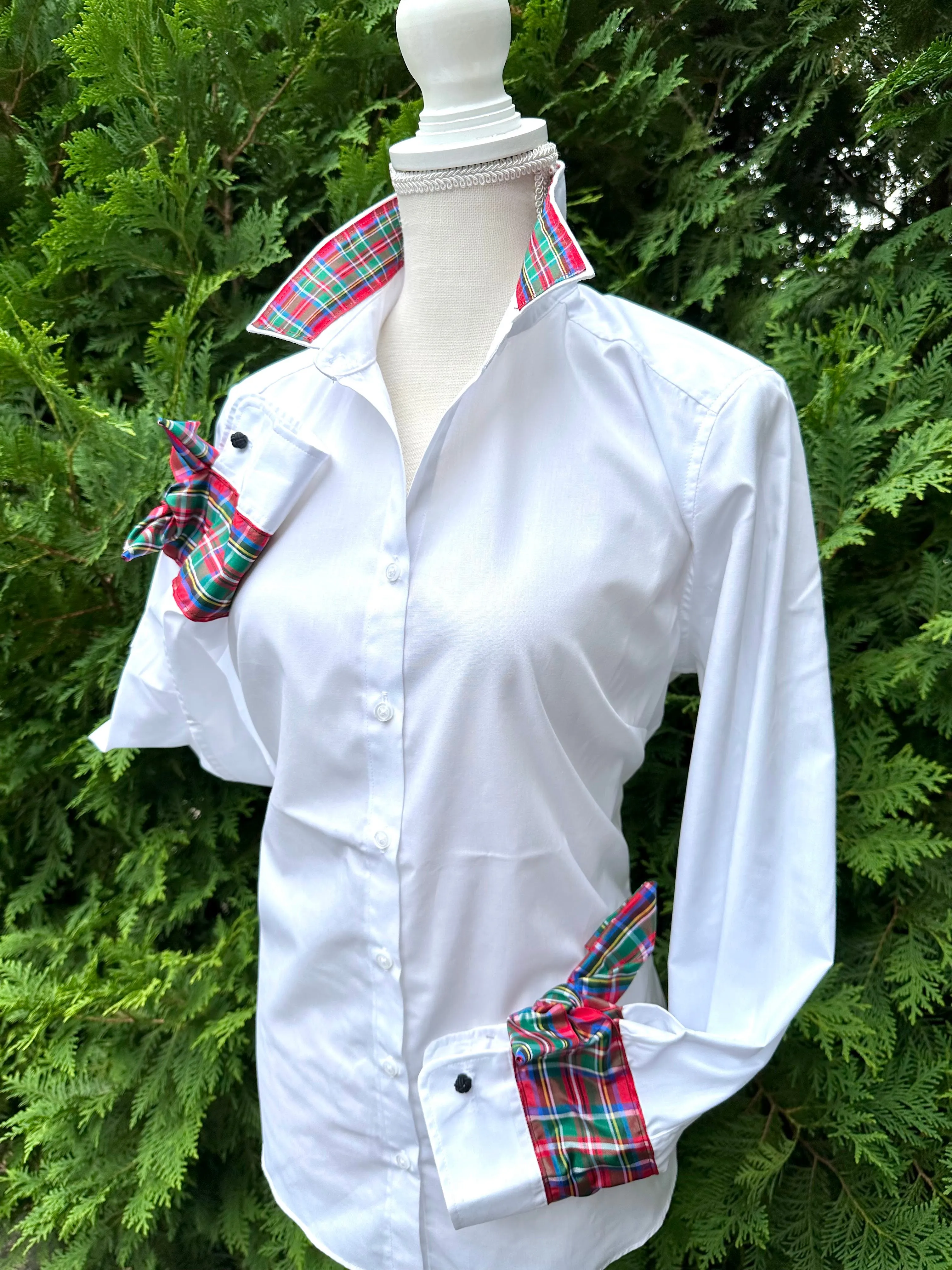 Audrey Holiday Ribbon French Cuff Shirt (HFC01)