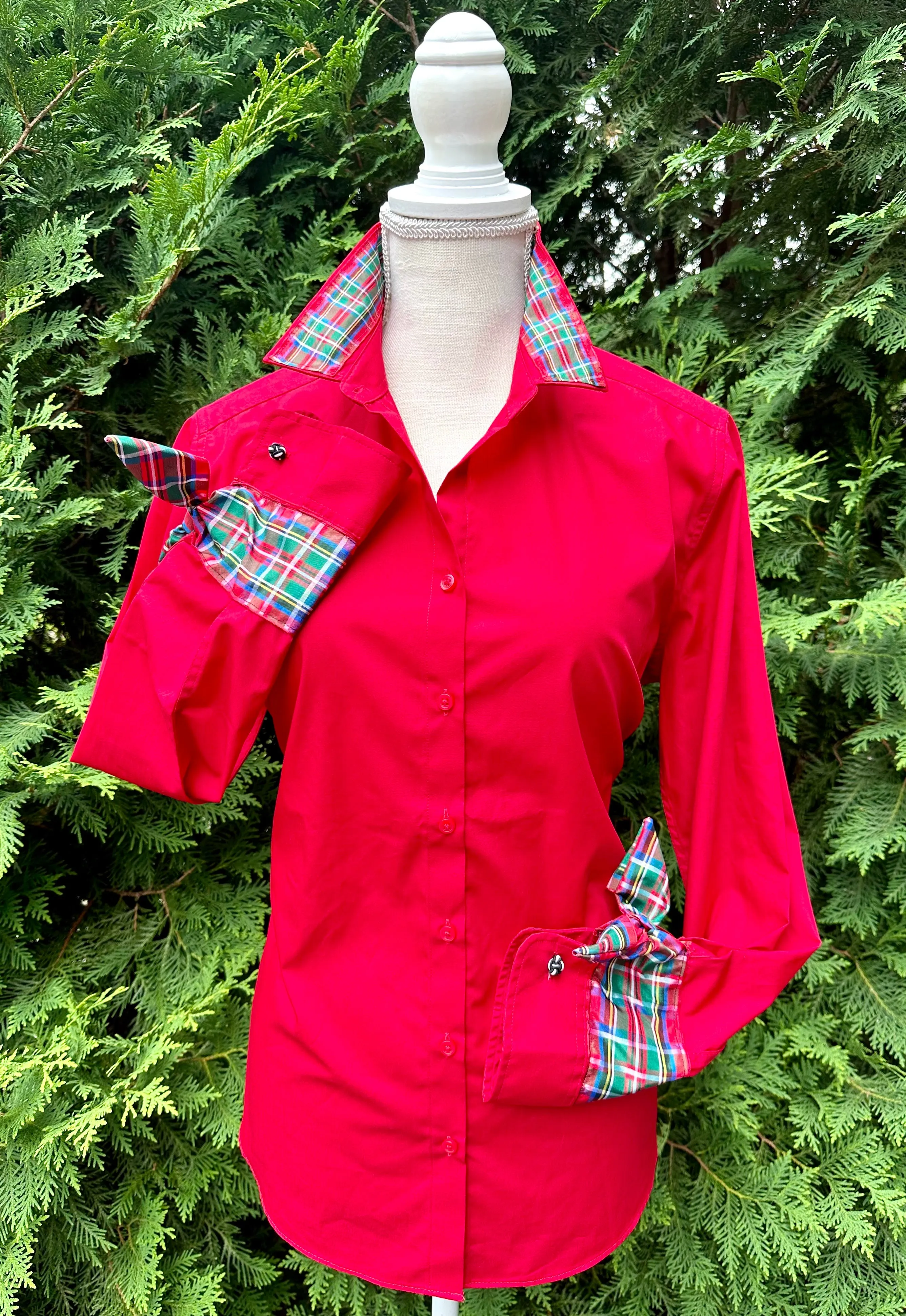 Audrey Holiday Ribbon French Cuff Shirt (HFC03)