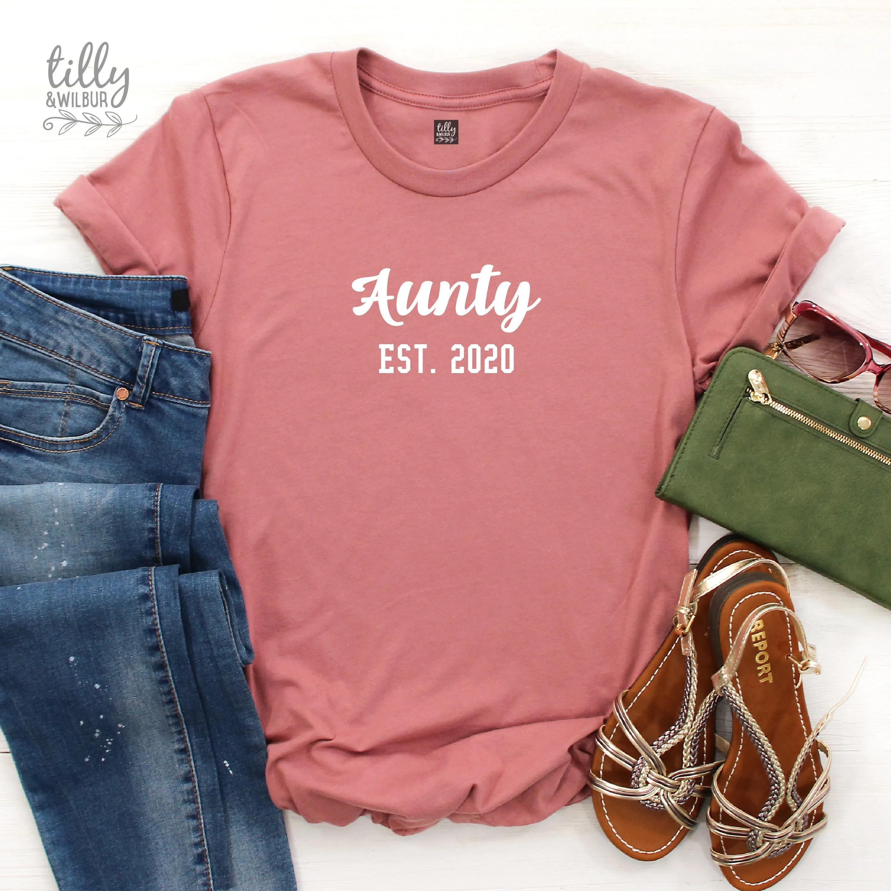 Aunty Est. T-Shirt, Personalised Pregnancy Announcement Shirt, I'm Going To Be An Aunty, Baby Shower Gift, Women's Clothing, Aunty, Auntie