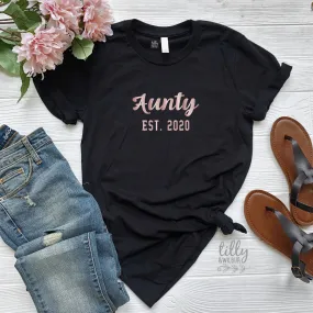 Aunty Est. T-Shirt, Personalised Pregnancy Announcement Shirt, I'm Going To Be An Aunty, Baby Shower Gift, Women's Clothing, Aunty, Auntie