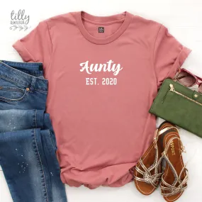 Aunty Est. T-Shirt, Personalised Pregnancy Announcement Shirt, I'm Going To Be An Aunty, Baby Shower Gift, Women's Clothing, Aunty, Auntie