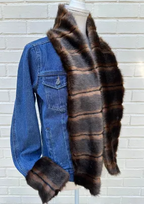 Belle Dark Mink Faux Fur Denim Jacket