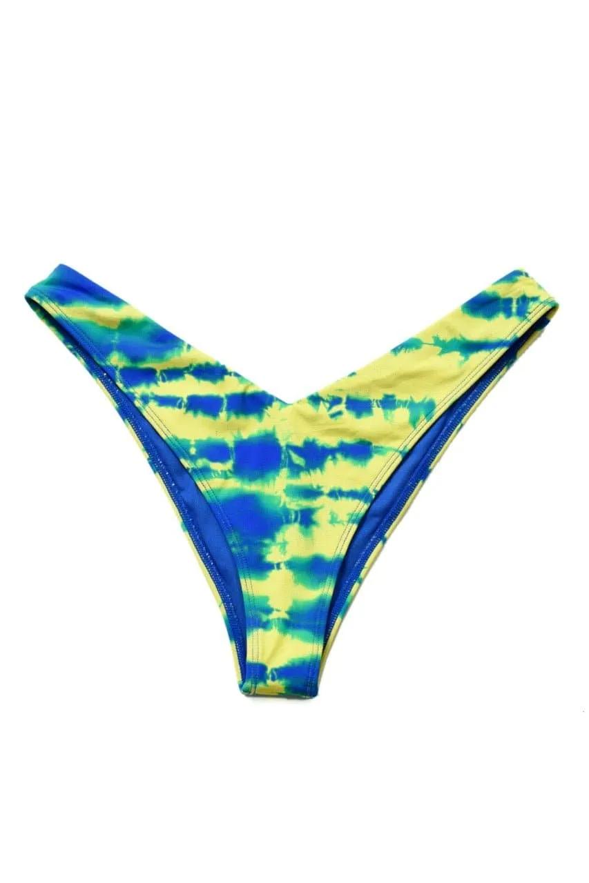 Bitching & Junkfood ZENDAYA Bikini Bottom Blue & Yellow Tie Dye