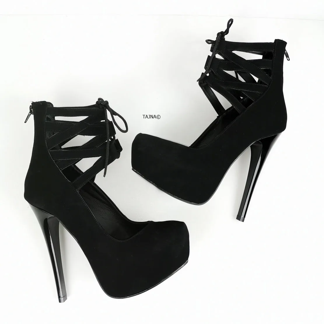 Black Designer High Heel Ankle Booties