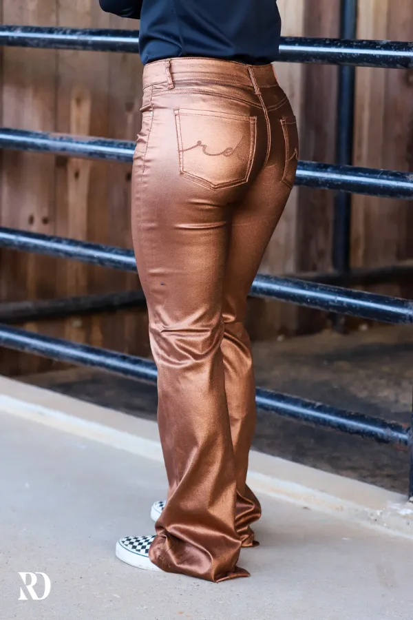 BRONZE METALLIC SIGNATURE TROUSERS