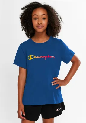 Champion Junior Ombre Script Tee Blue <BR> KW6WN XQW