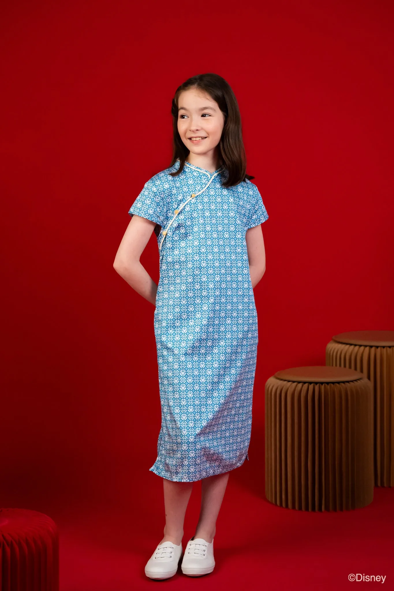 Cheongsam - Blue Mickey Tiles