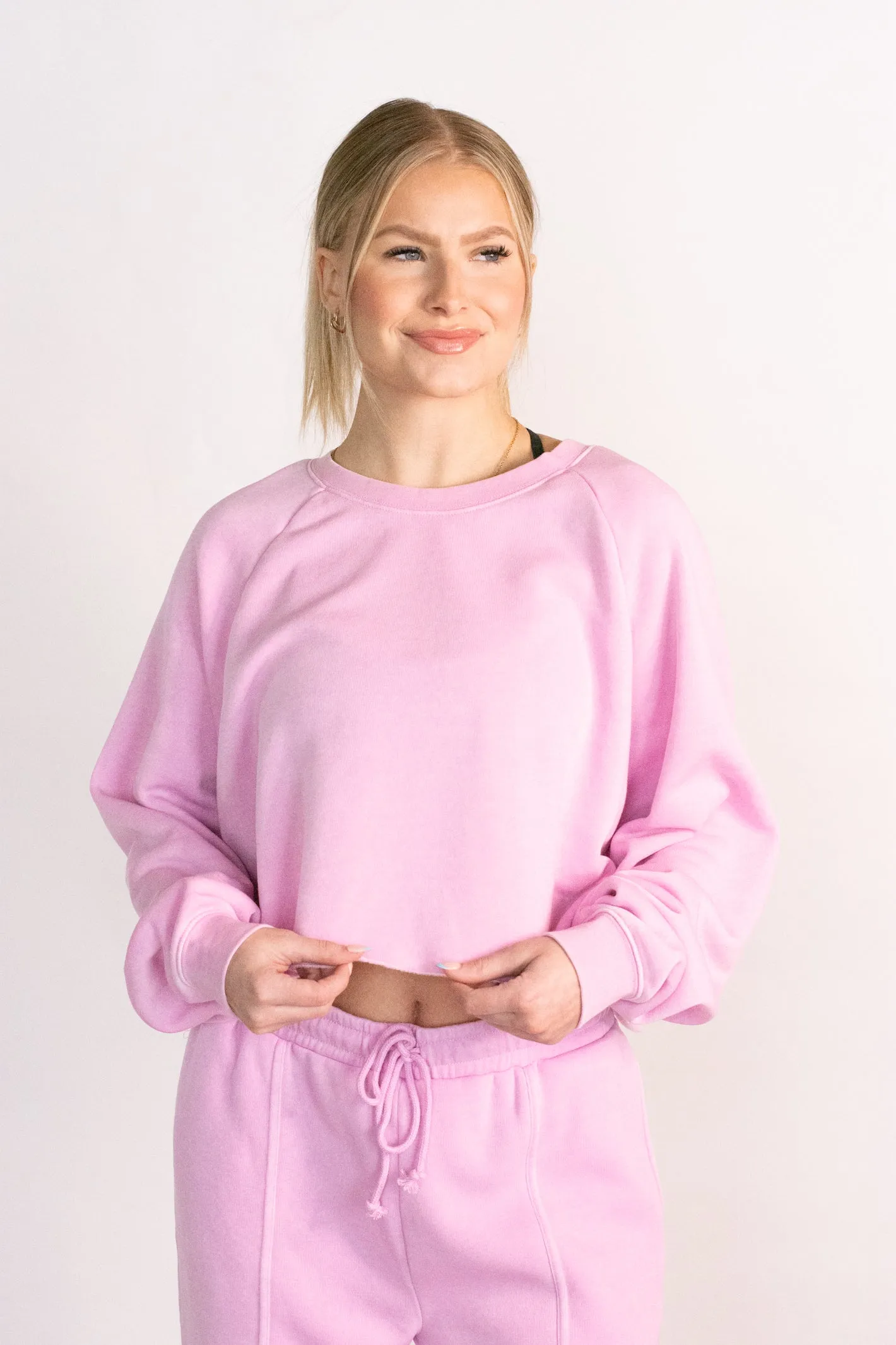 Cuddly Darling Pink Crop Sweatshirt Top