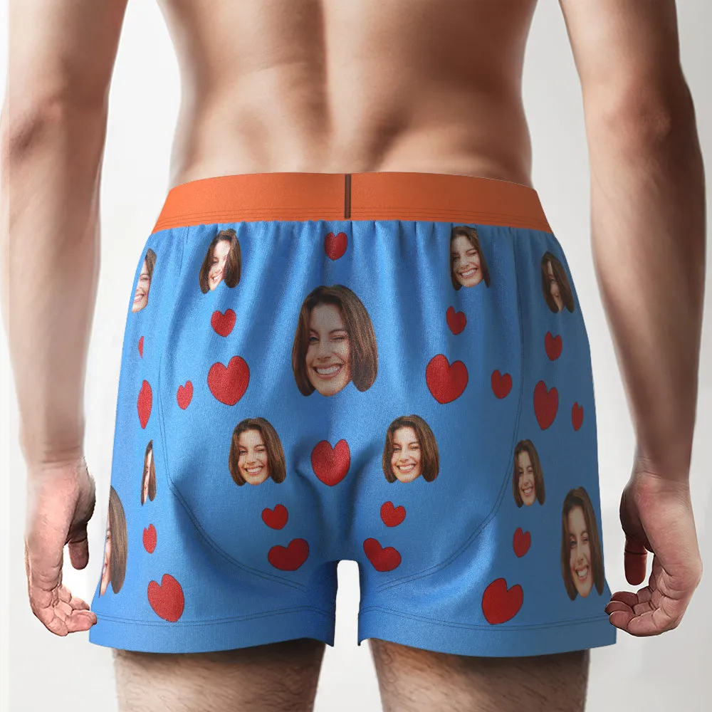 Custom Face Boxer Shorts I LICKED IT Personalized Waistband Casual Underwear for Him