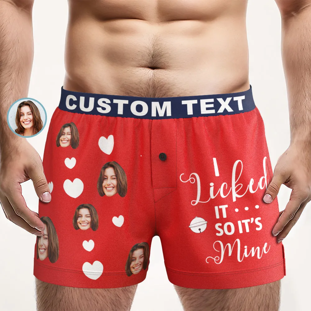 Custom Face Boxer Shorts I LICKED IT Personalized Waistband Casual Underwear for Him