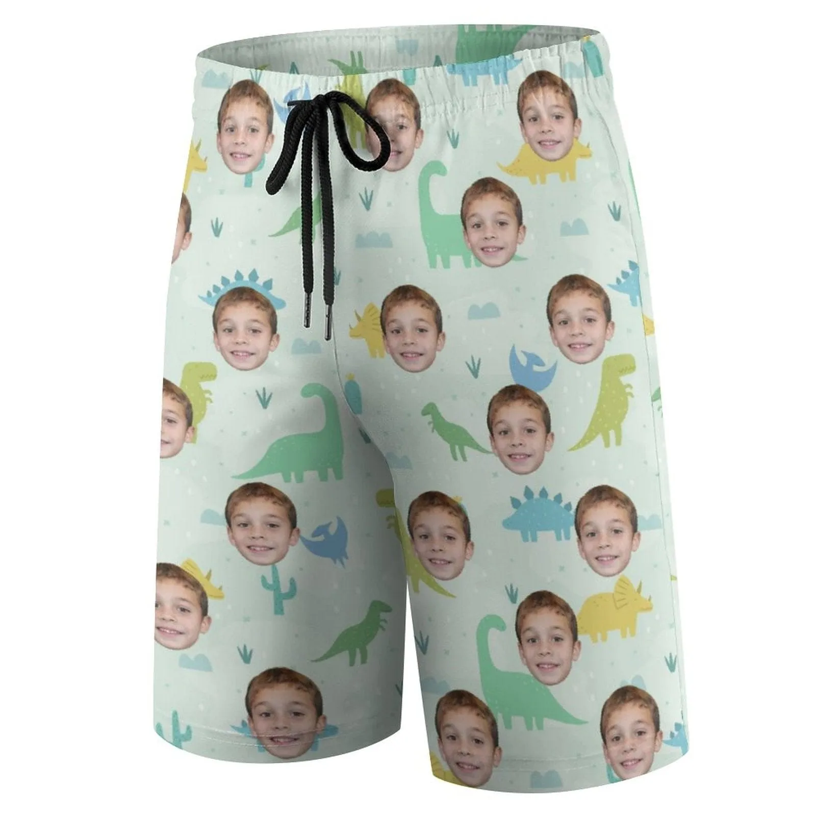 Custom Face Little Dinosaur Theme Teen Beach Shorts