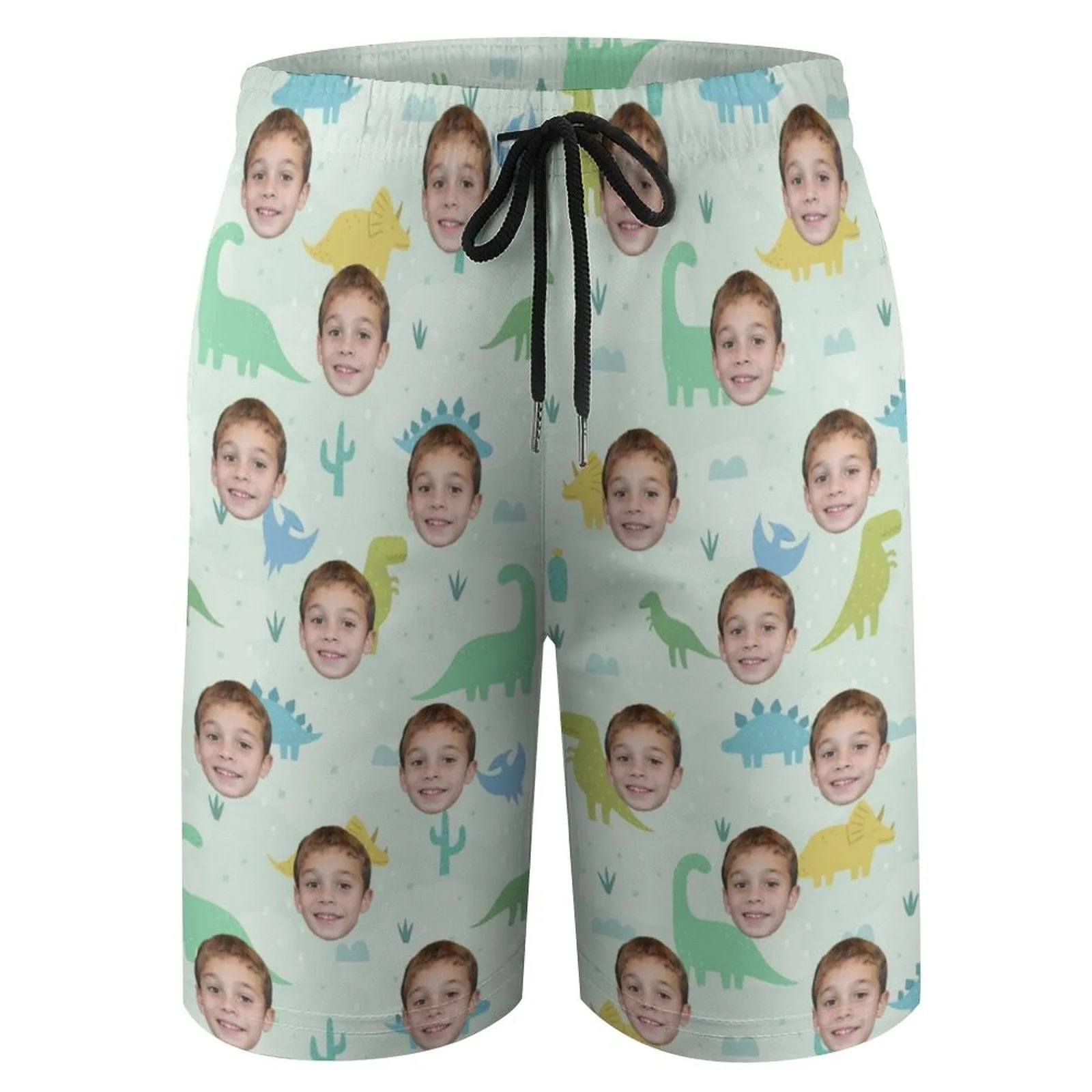 Custom Face Little Dinosaur Theme Teen Beach Shorts