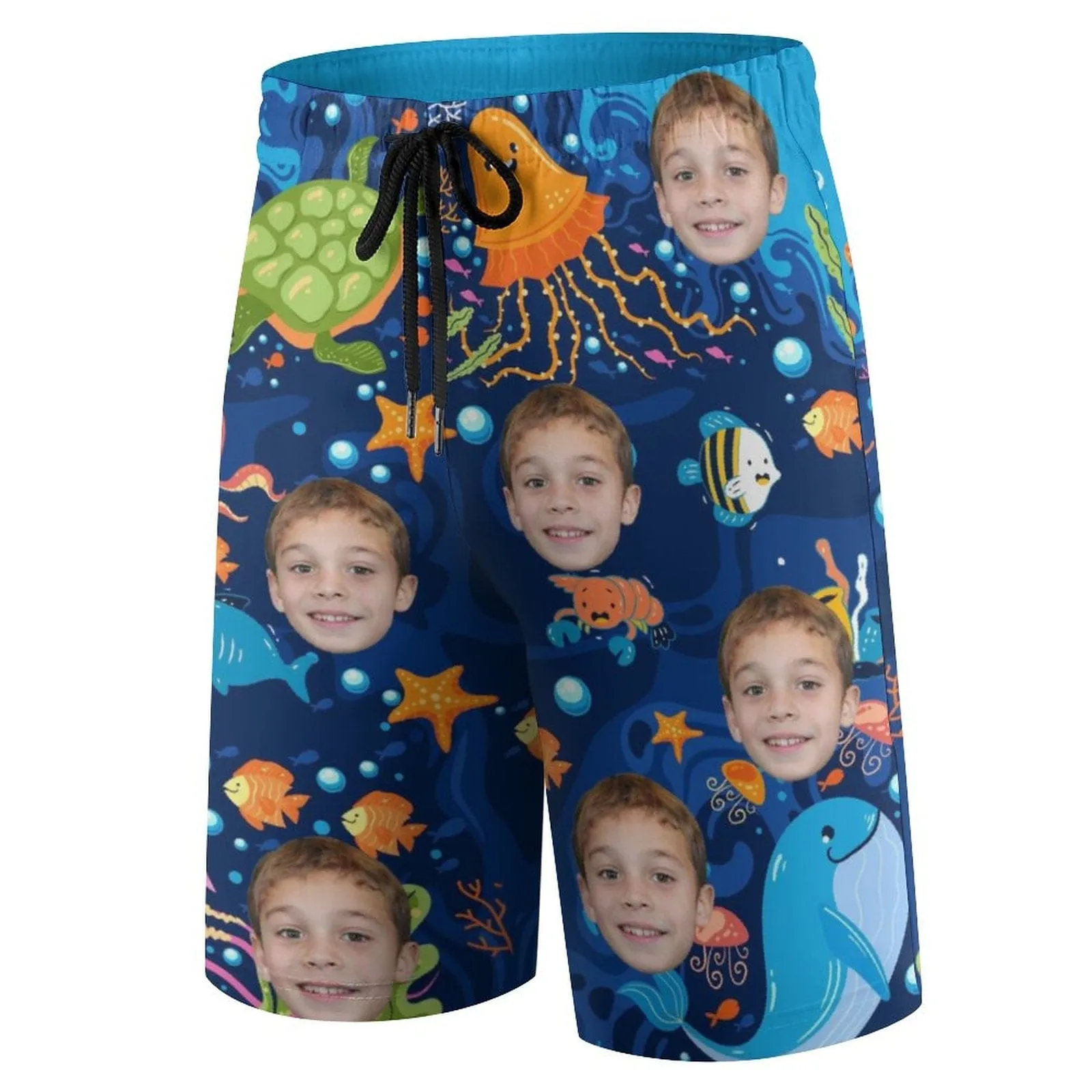 Custom Face Marine Life Teen Beach Shorts