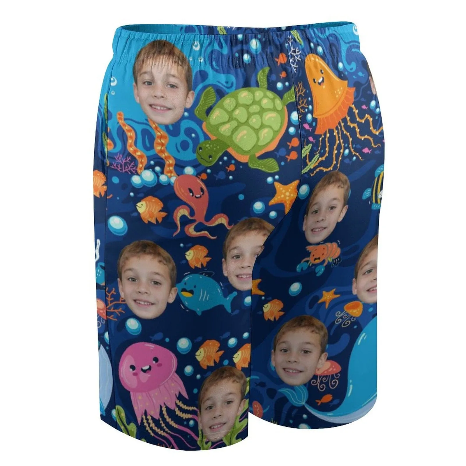 Custom Face Marine Life Teen Beach Shorts