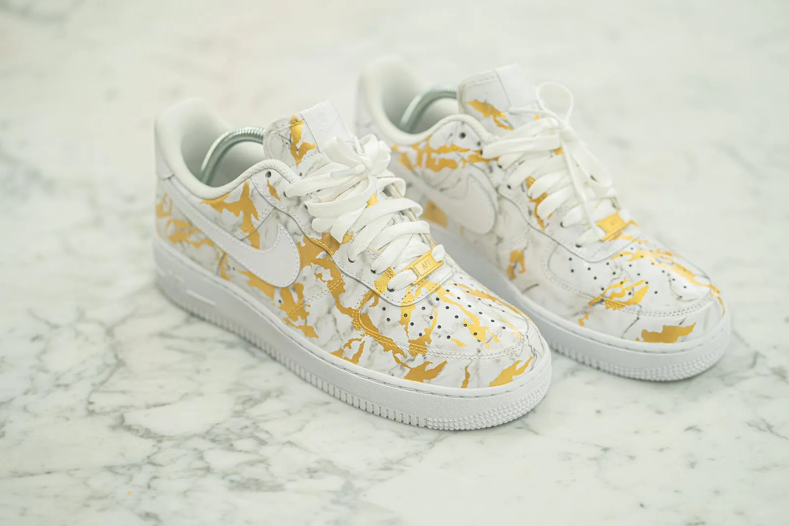 Custom Hand Painted Gold Marble Nike Air Force 1 Low