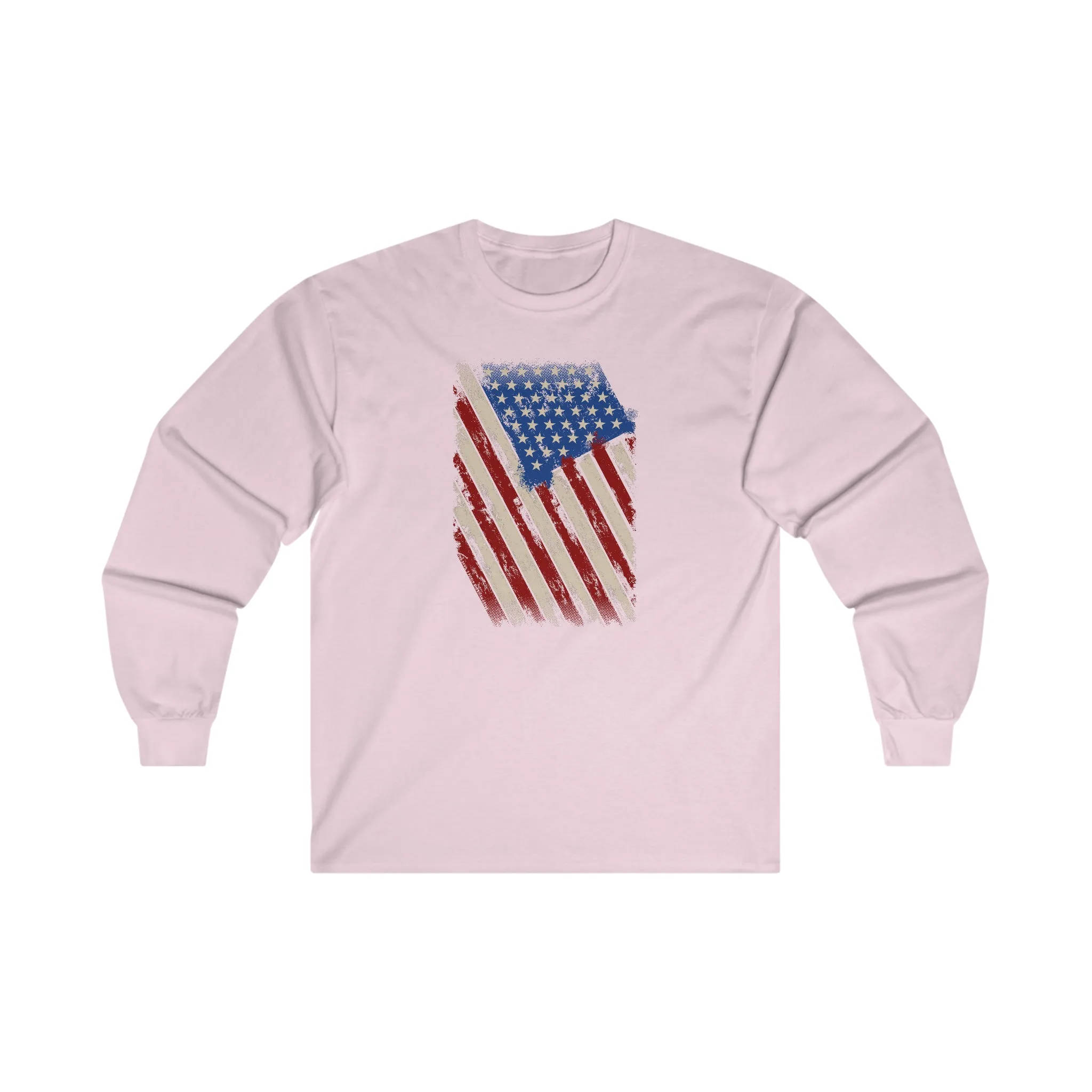 Distressed American Flag Long Sleeve Tee