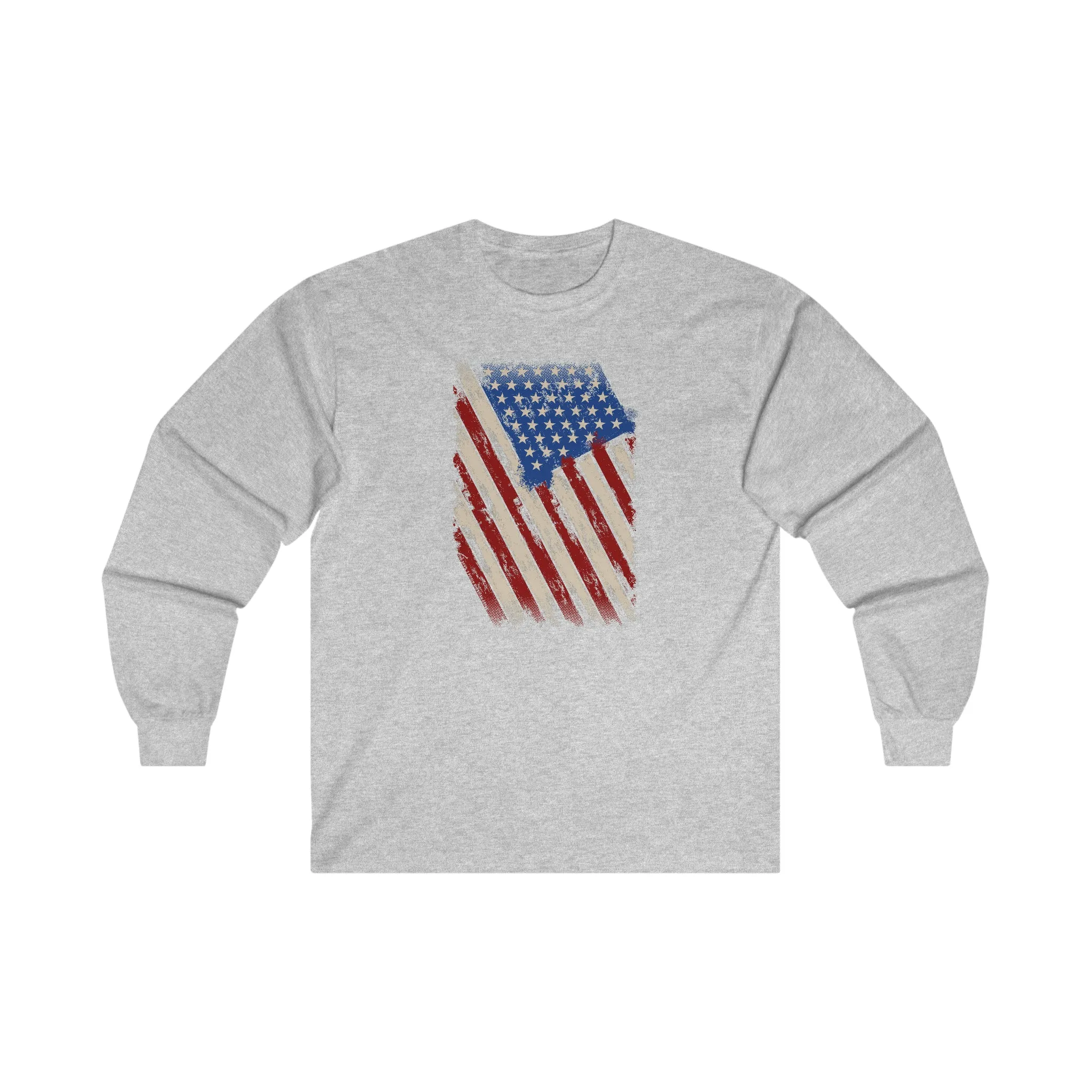 Distressed American Flag Long Sleeve Tee