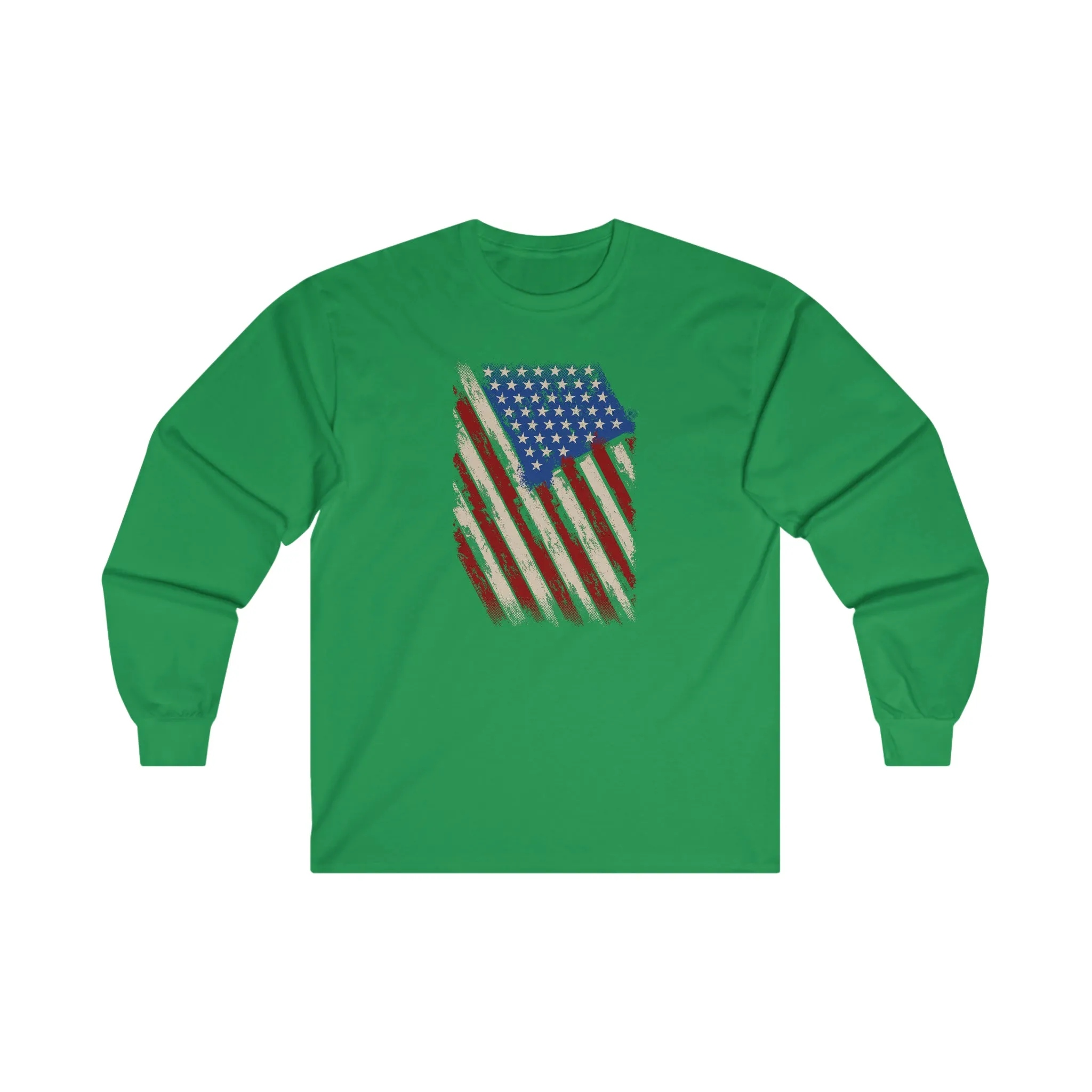 Distressed American Flag Long Sleeve Tee