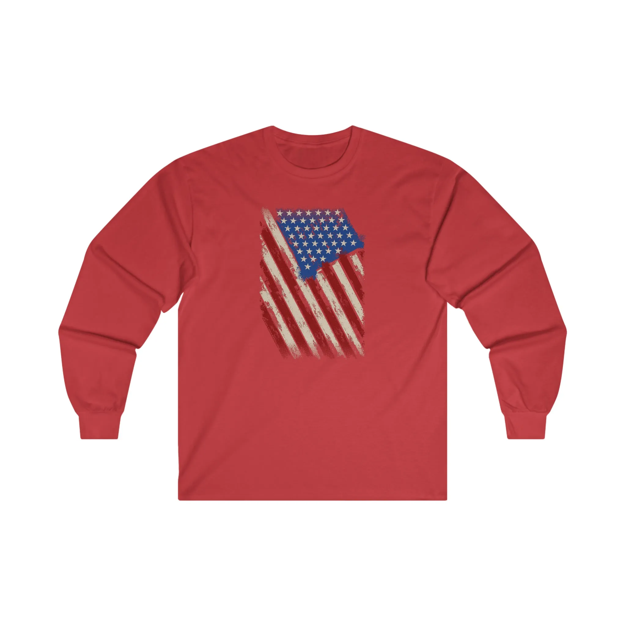 Distressed American Flag Long Sleeve Tee