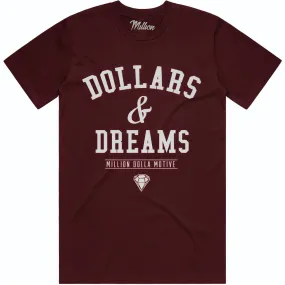 DOLLARS AND DREAMS : Maroon Sneaker Tees Shirt