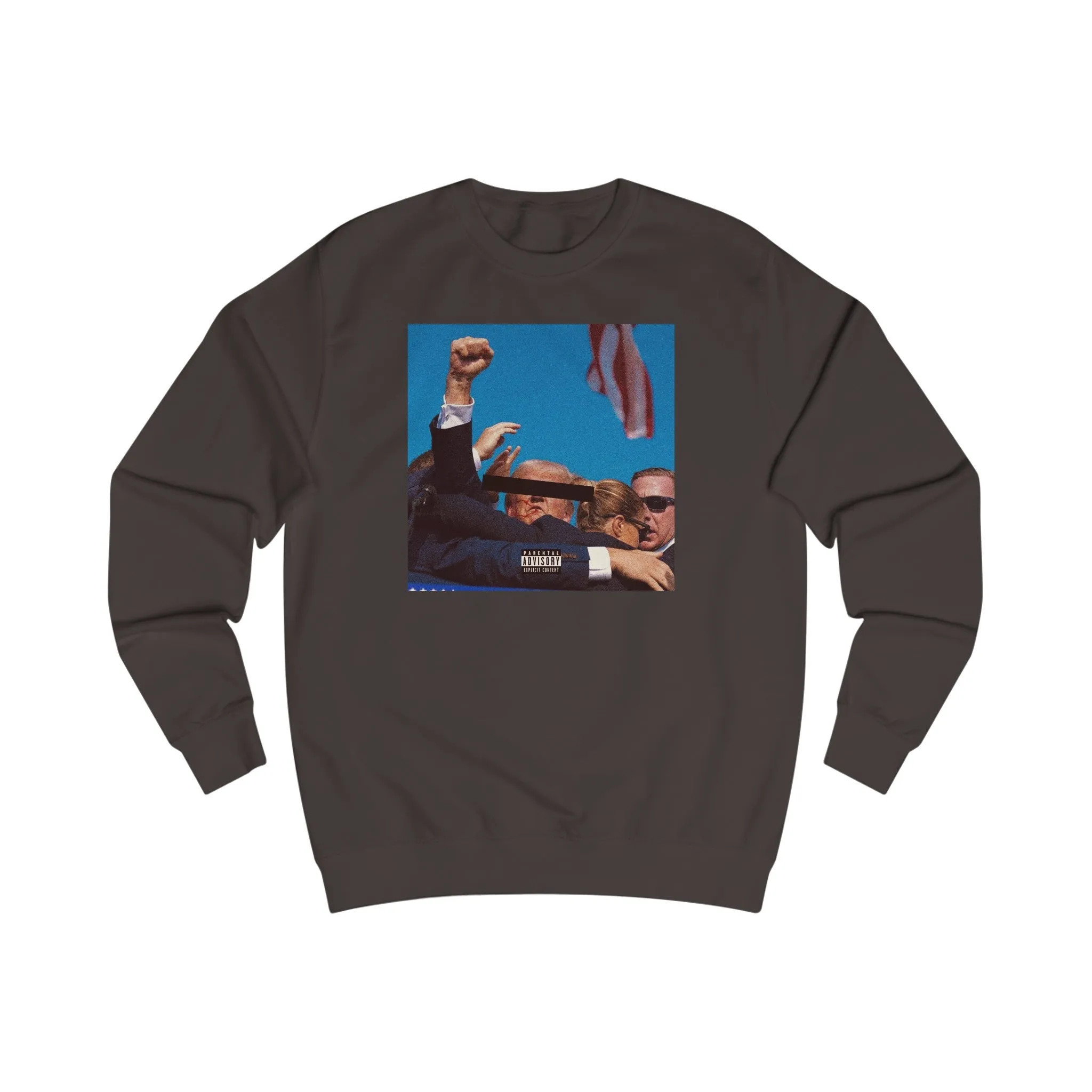 Donald Trump Album Blackout Cover Parental Advisory Explicit Lyrics Crewneck Sweater