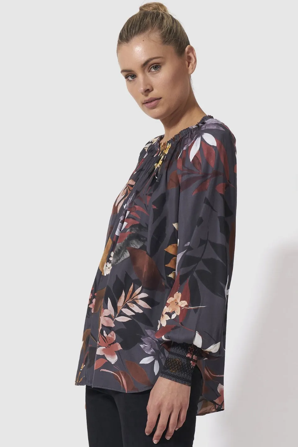 Dream of Exile Black Misty Floral LS Top