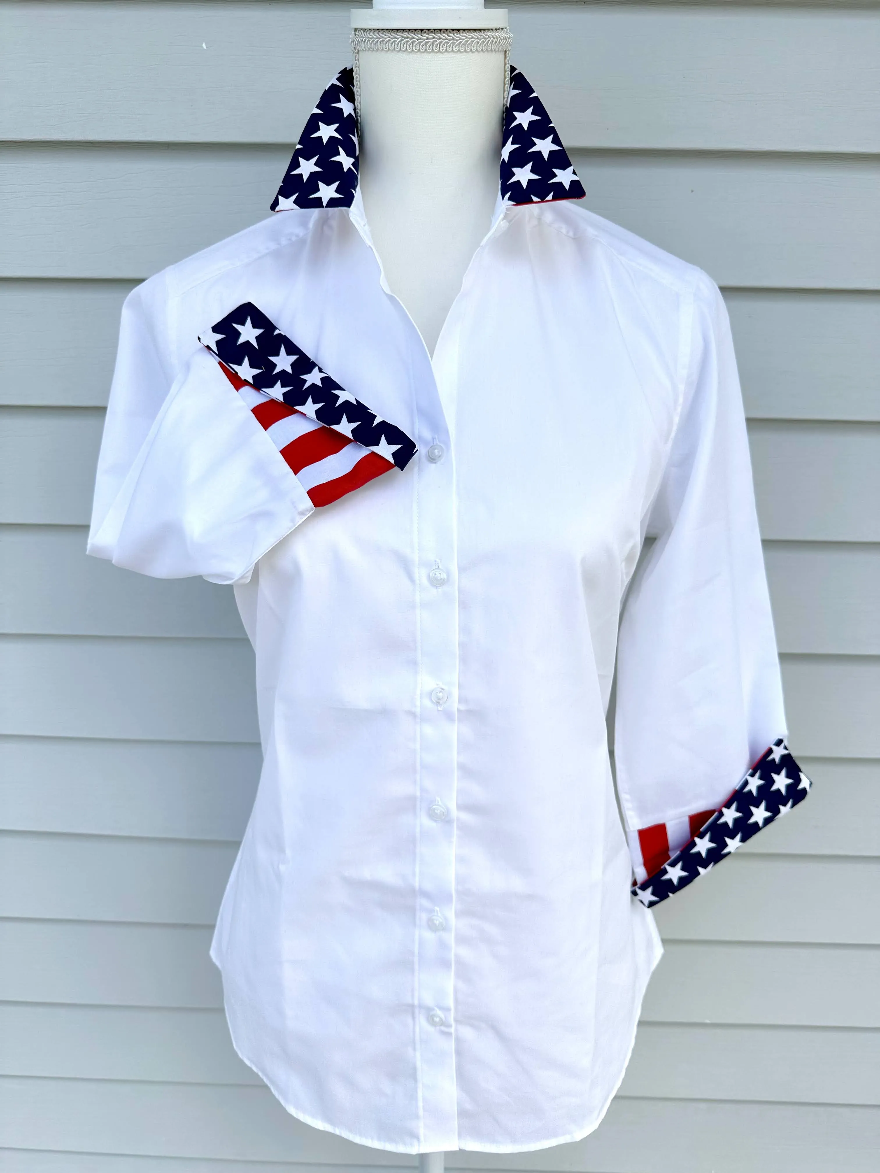 Elizabeth 3/4 Sleeve Shirt w Stars & Stripes (3411)