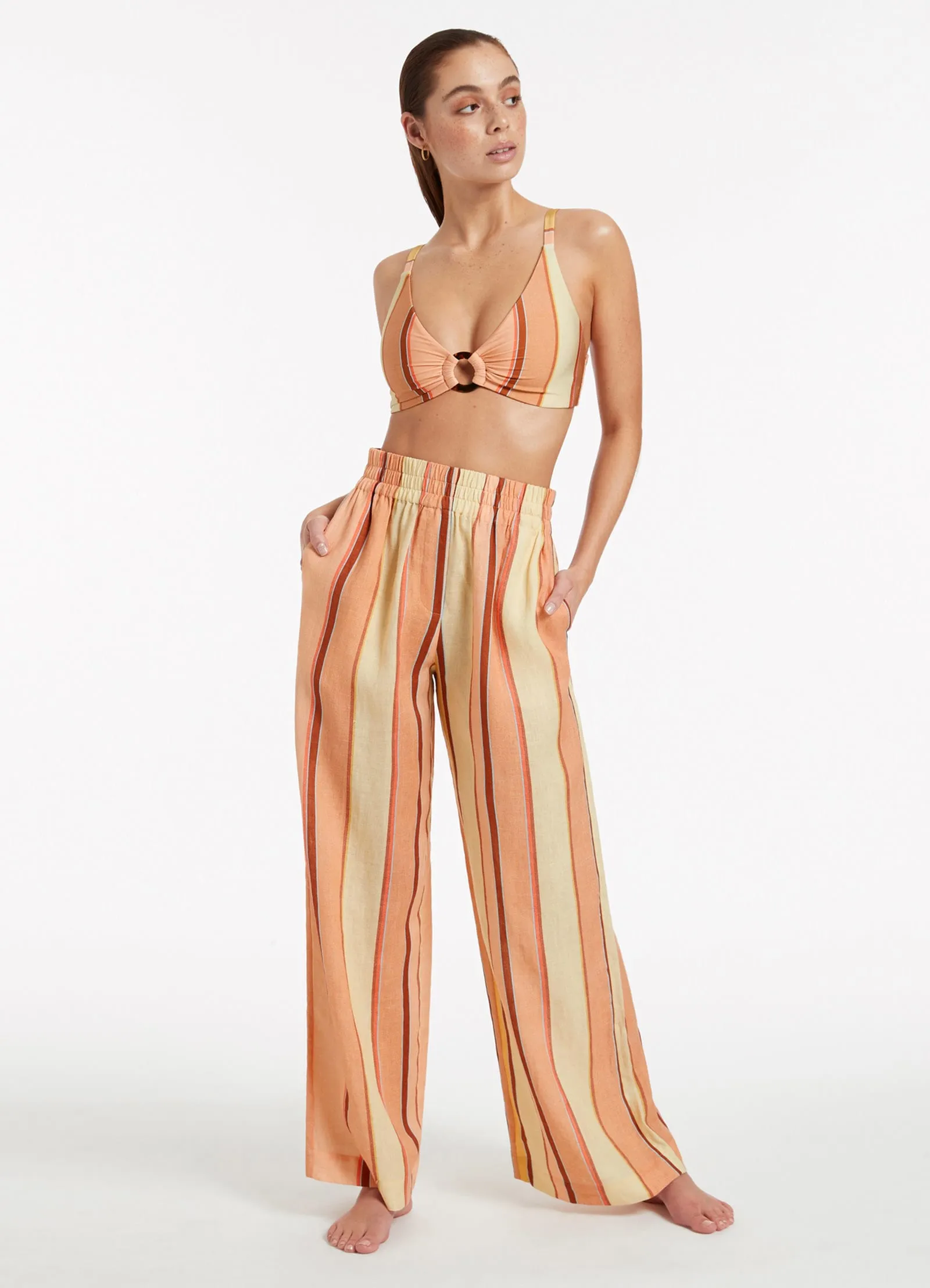 Fira Stripe Wide Leg Pants - Marigold