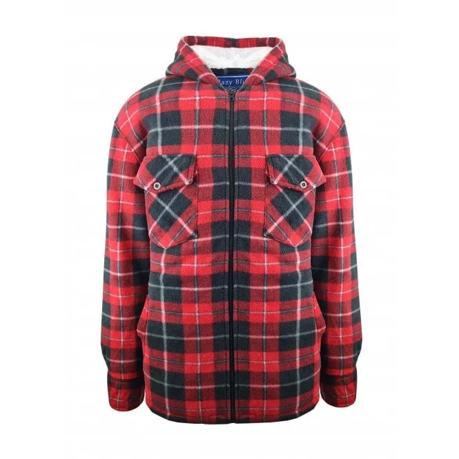 Hazy Blue Kids Sherpa Fleece Lined Checked Hooded Shirt