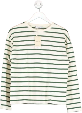 MANGO Cream Striped Cotton Blend Sweatshirt BNWT UK M