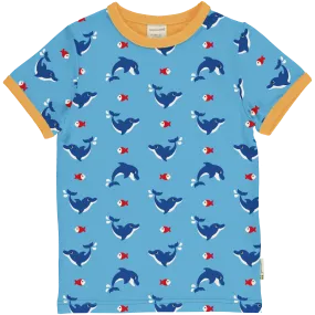 Maxomorra Dolphin Organic Cotton Printed Short Sleeved Top