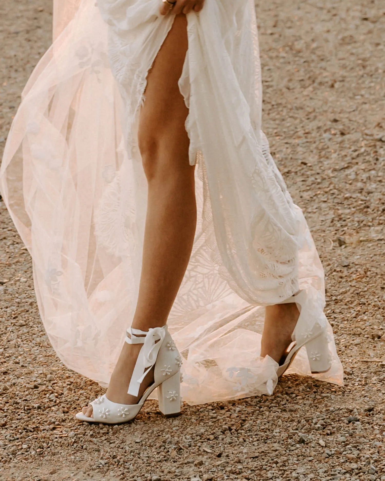 MELODY - IVORY LEATHER PEARL FLOWER BRIDAL SHOES