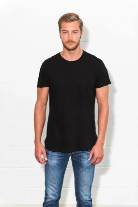 Men's Linen Blend Curved Bottom Crew Neck Tee