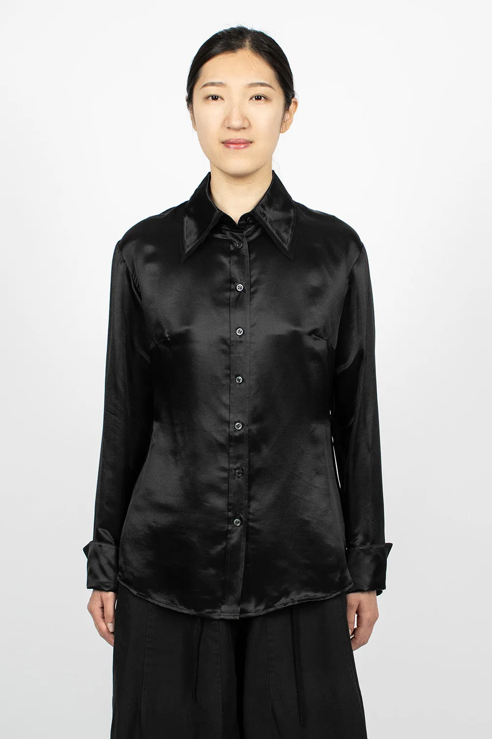 Mesh Collar Blouse Black