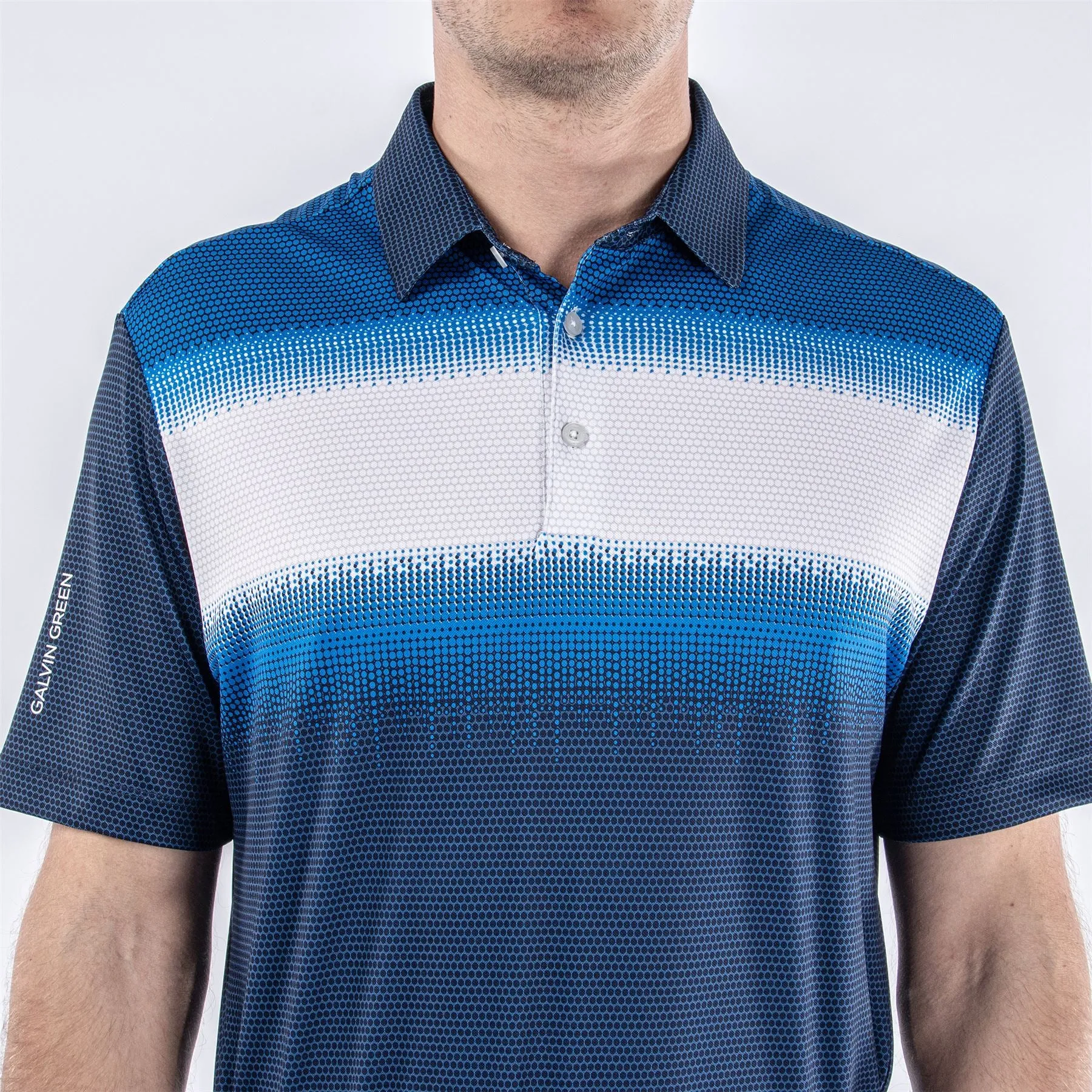 Mo Ventil8  Stretch Regular Fit Polo Navy/White/Blue - AW23