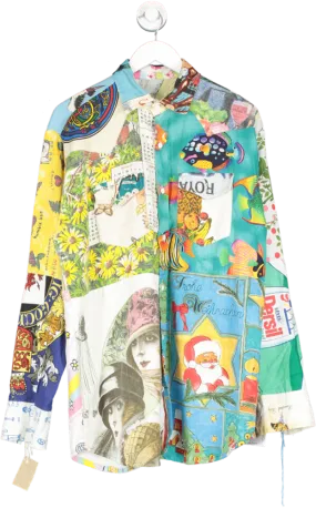 Multicoloured Long Sleeve Patchwork Pattern Shirt One Size