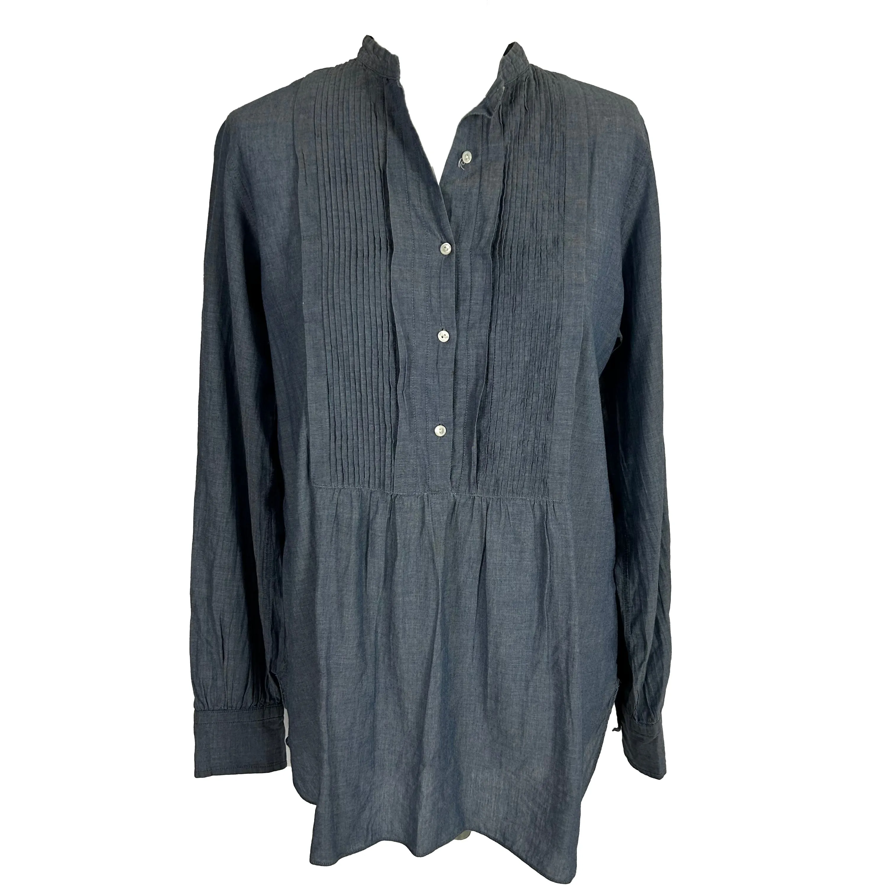 Nili Lotan Chambray Pintucked Tunic Top M/L