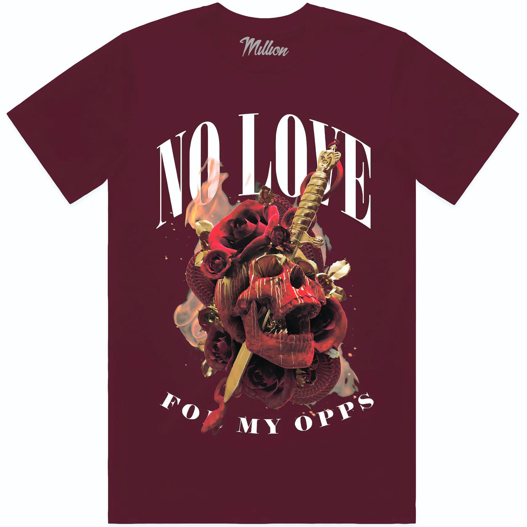 NO LOVE FOR OPPS : Maroon Sneaker Tees Shirt