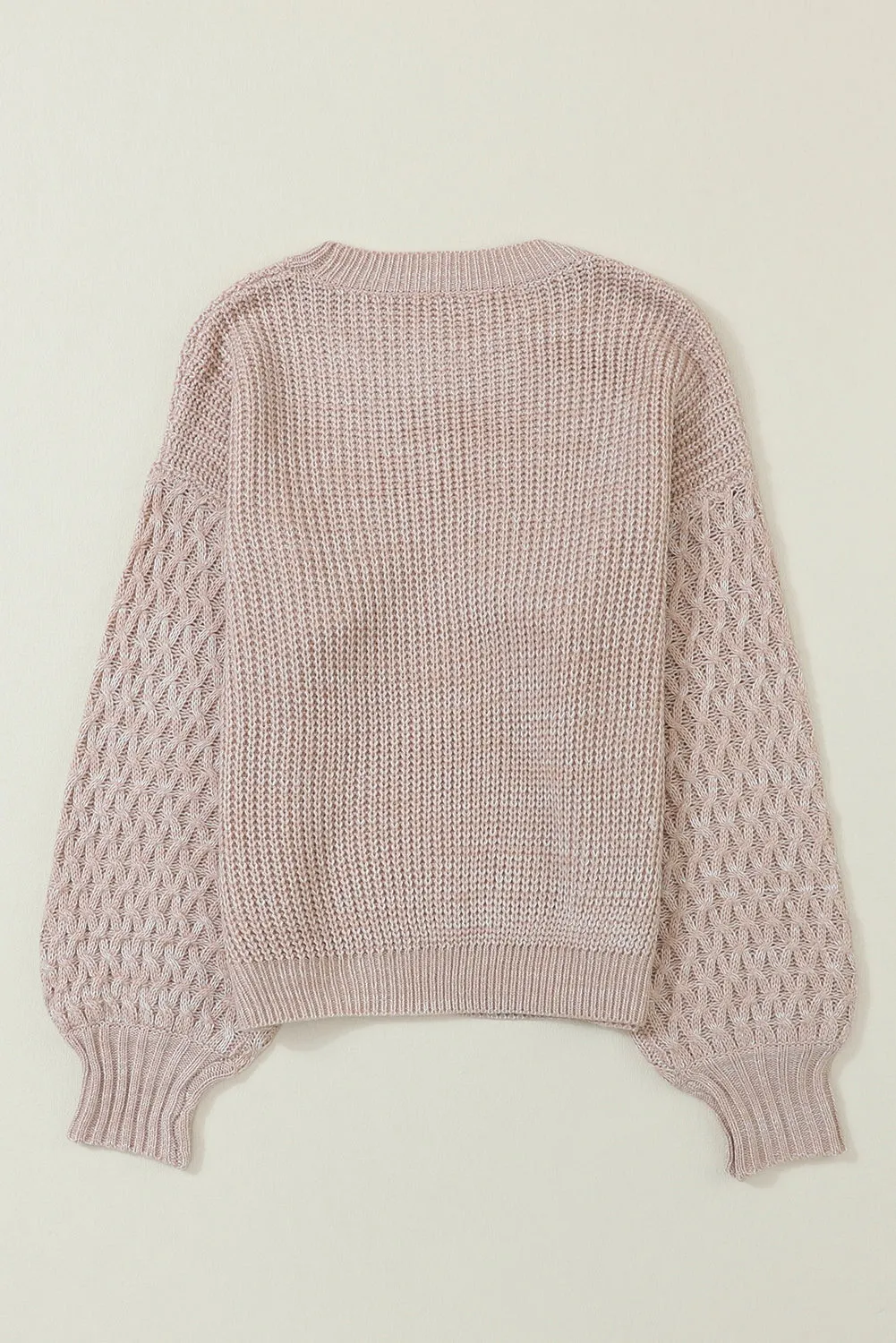 Parchment Cable Knit Sleeve Drop Shoulder Sweater