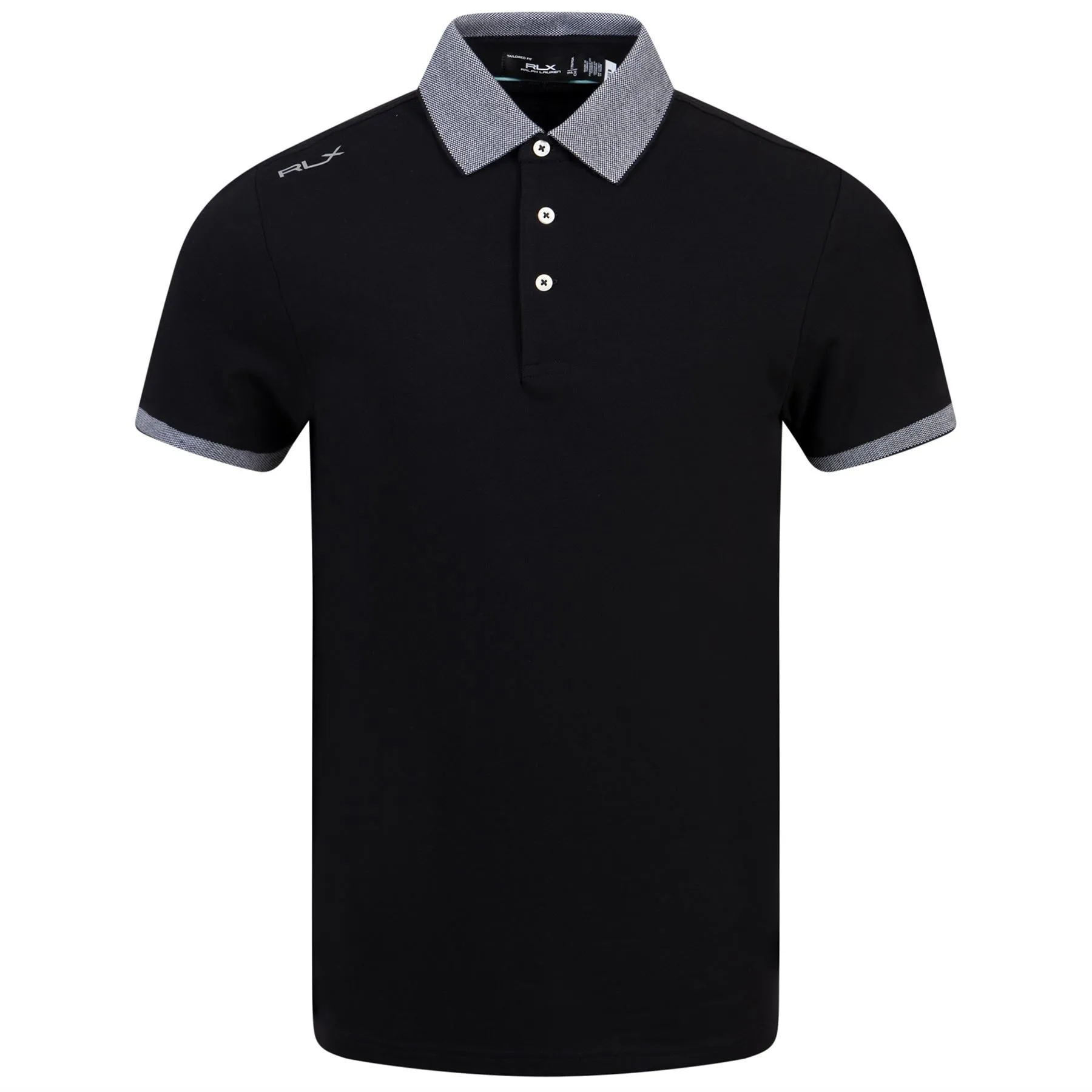 RLX Tailored Fit Cotton Knit Polo Black - SS24