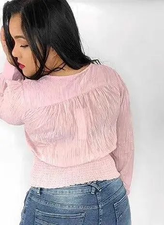 Rose Blouse Long Sleeves V-neck