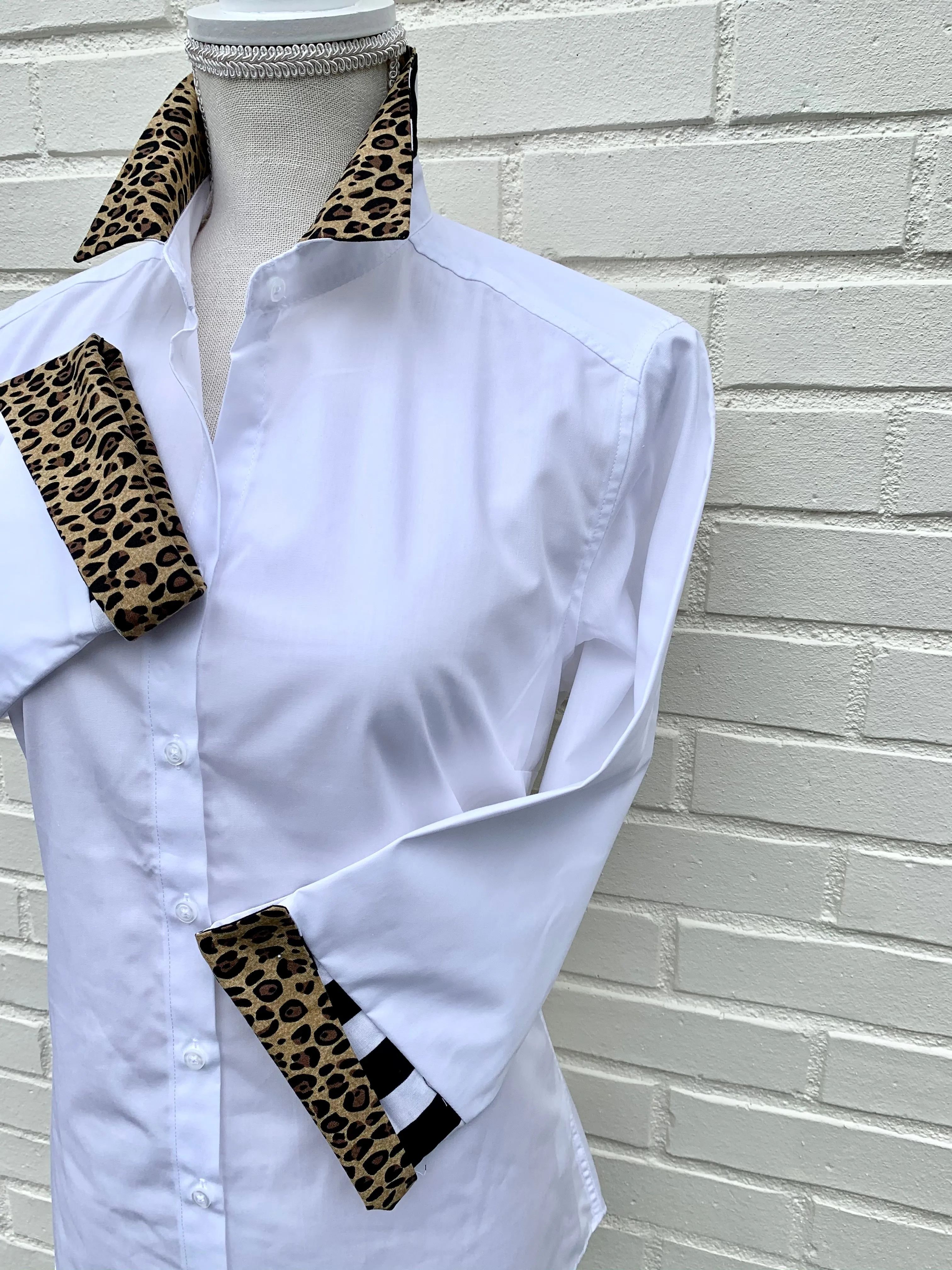 SALE - M & 2XL ONLY - Elizabeth 3/4 Sleeve Shirt w Cheetah and Stripe (3413) *FINAL SALE*