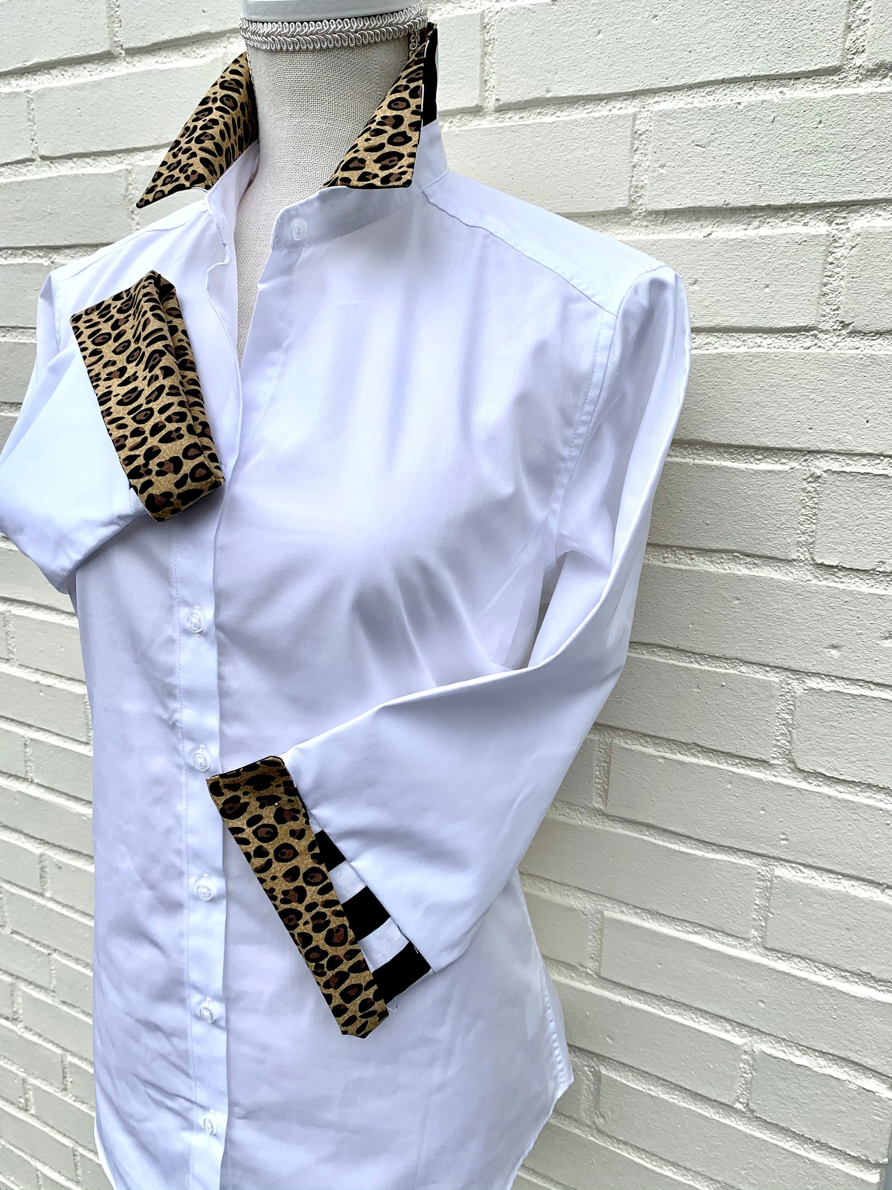 SALE - M & 2XL ONLY - Elizabeth 3/4 Sleeve Shirt w Cheetah and Stripe (3413) *FINAL SALE*