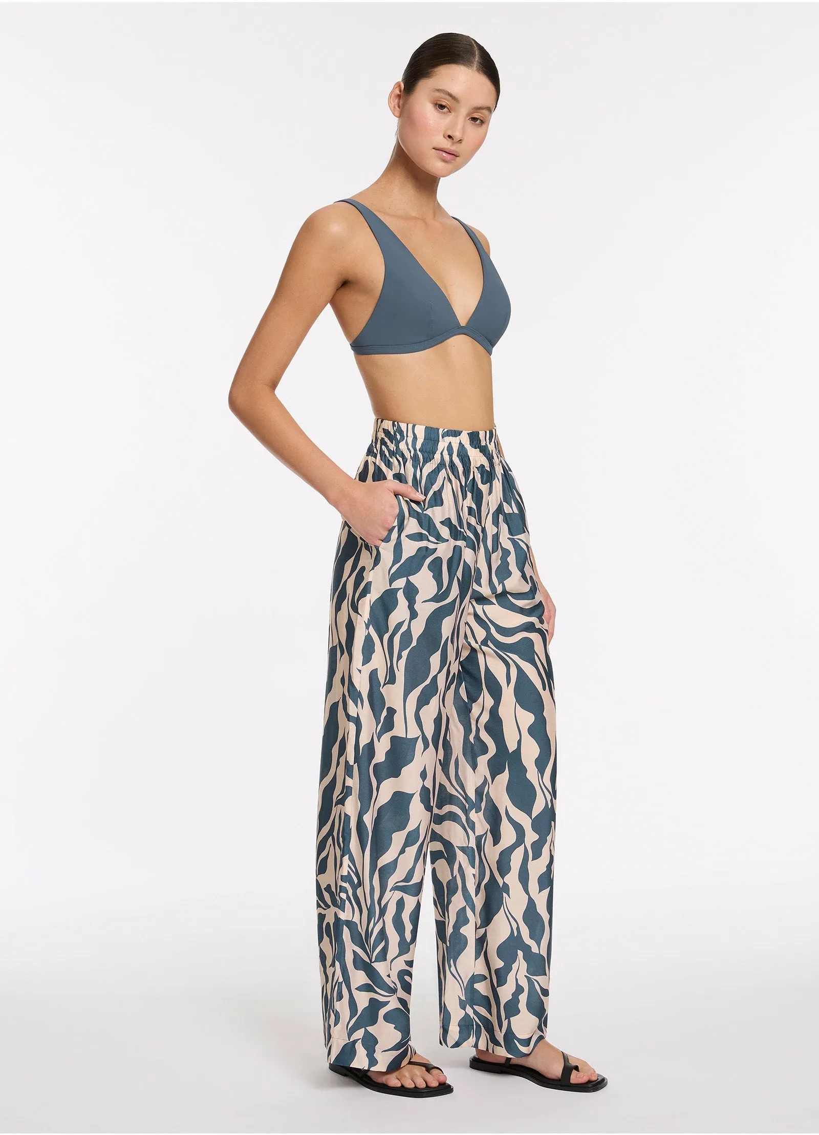 Sereno Wide Leg Pant - Steel Blue