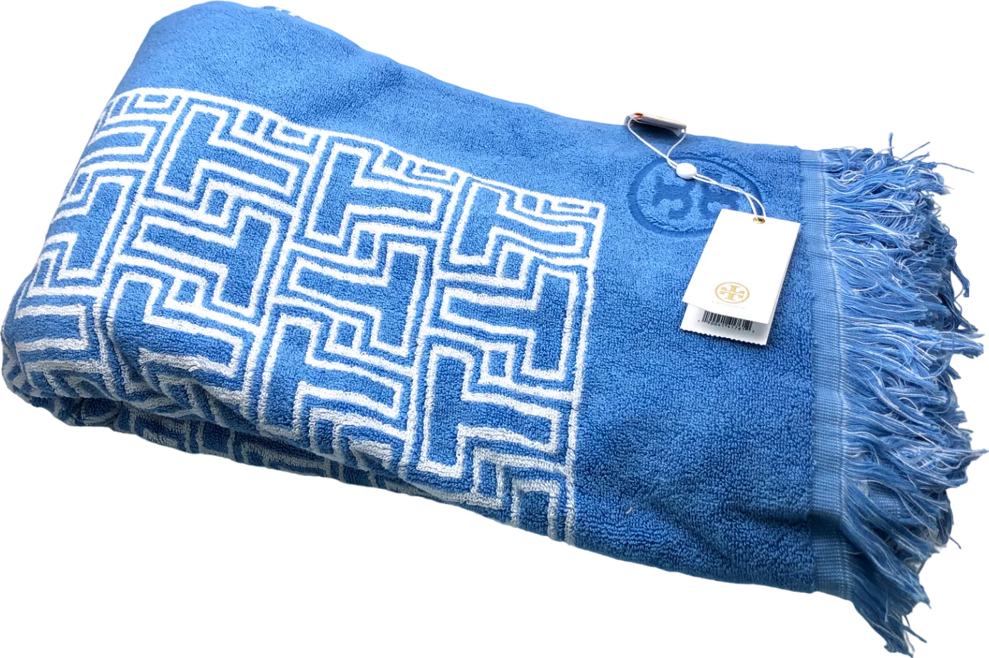 Tory Burch Blue T Tile Beach Towel One Size