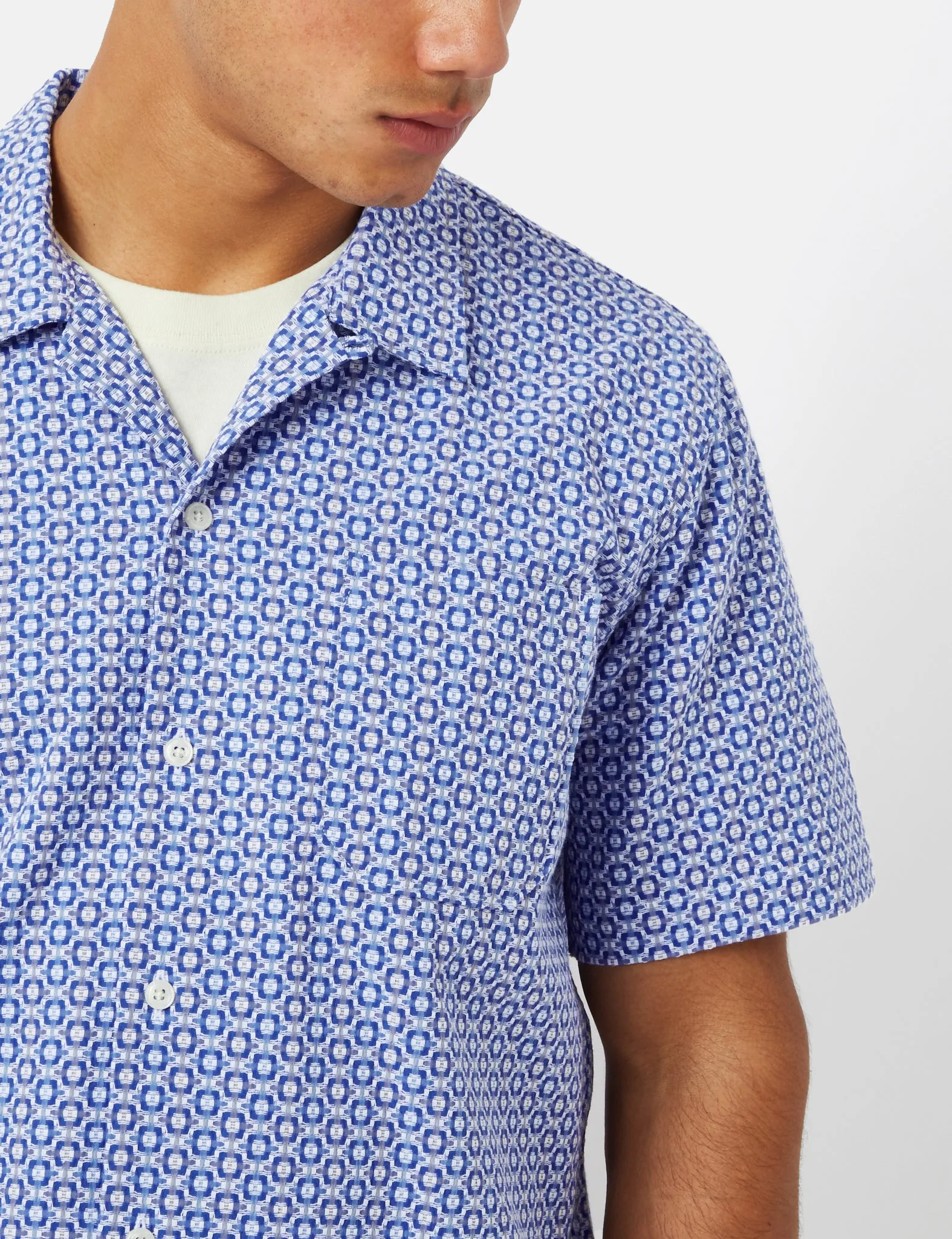 Universal Works Road Shirt (Summer Check) - Blue